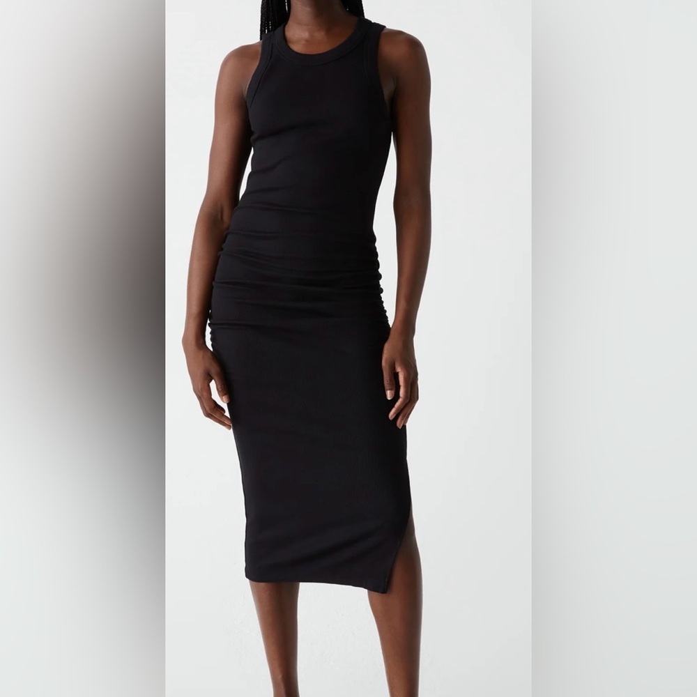 Michael Stars black ribbed midi dress